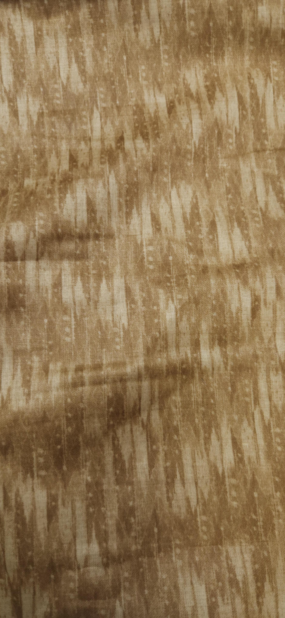 Earth Brown Jaam Cotton Fabric with Abstract Ikat Texture