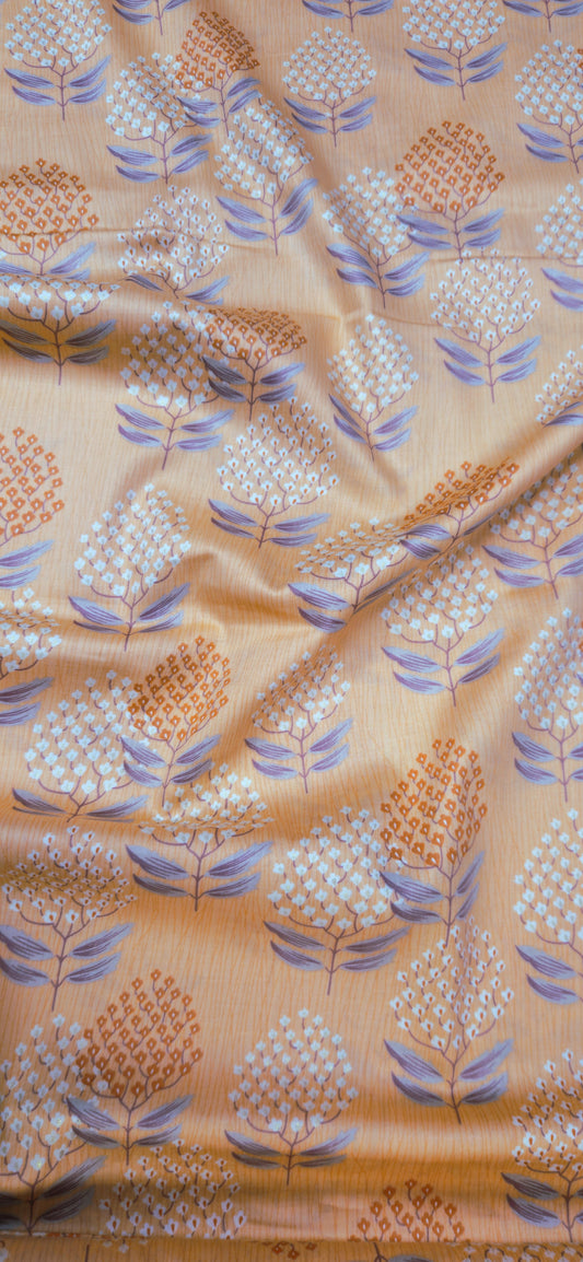 Apricot Floral Jaam Cotton Fabric