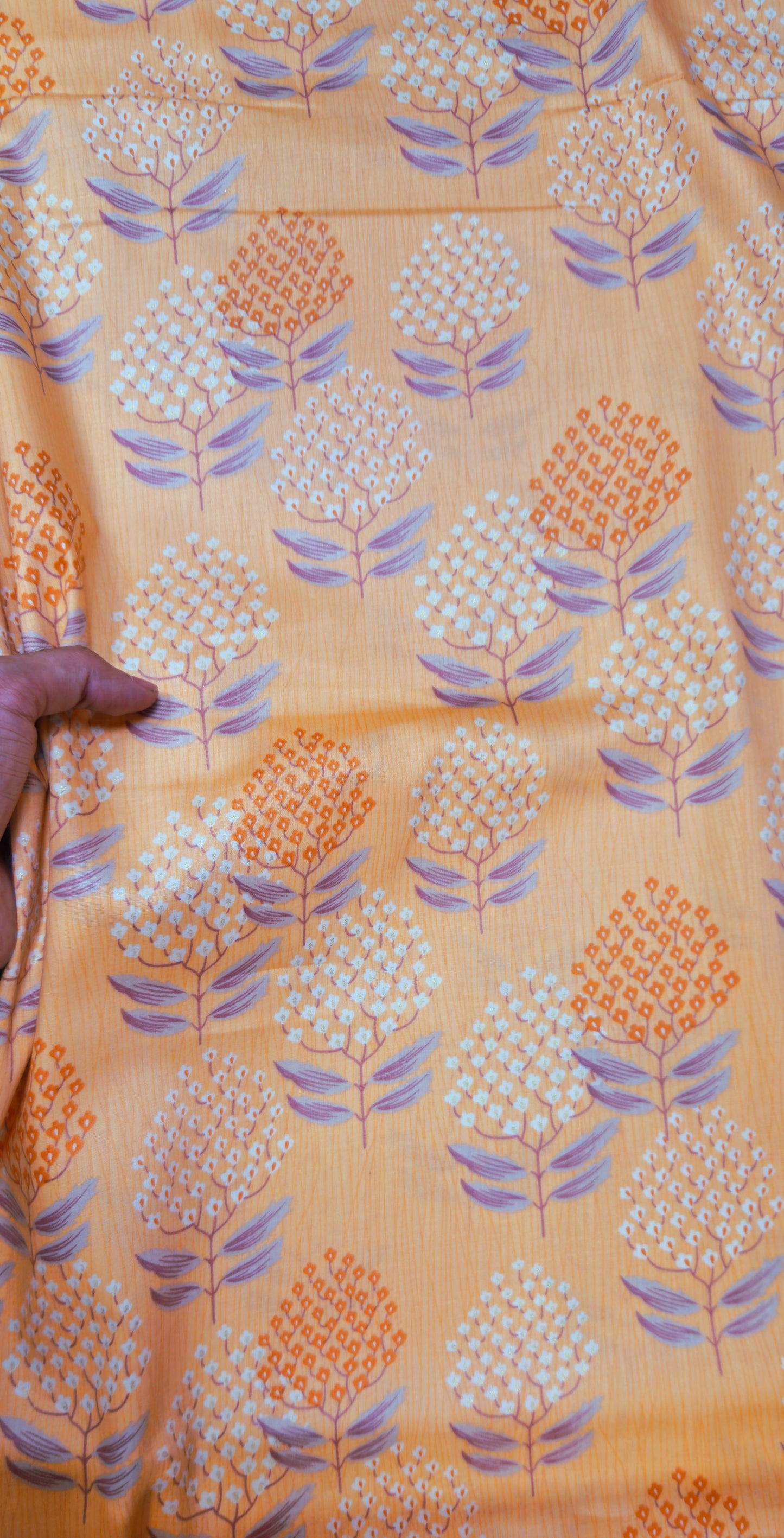 Apricot Floral Jaam Cotton Fabric
