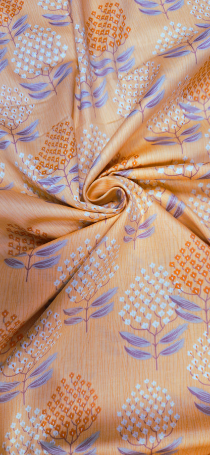 Apricot Floral Jaam Cotton Fabric