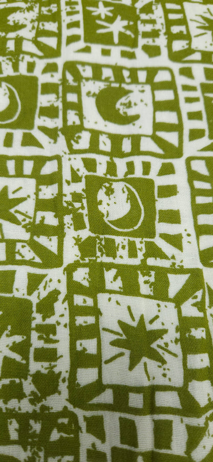 Leaf Green Geometric Cotton Fabric