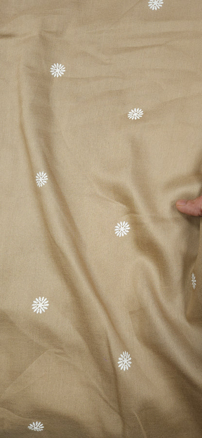 Beige Floral Buti Cotton Linen Fabric