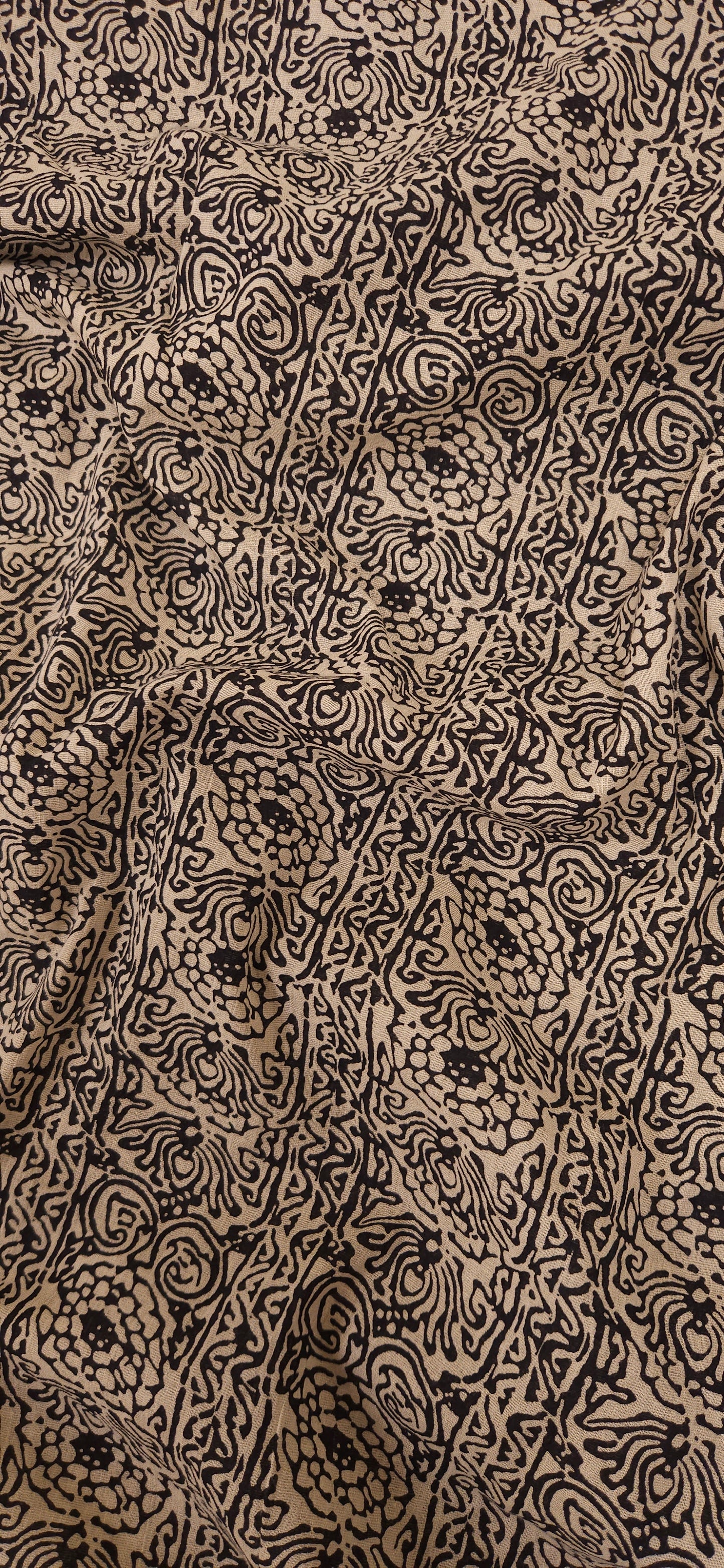 Rustic Noir Abstract Mal Cotton Fabric