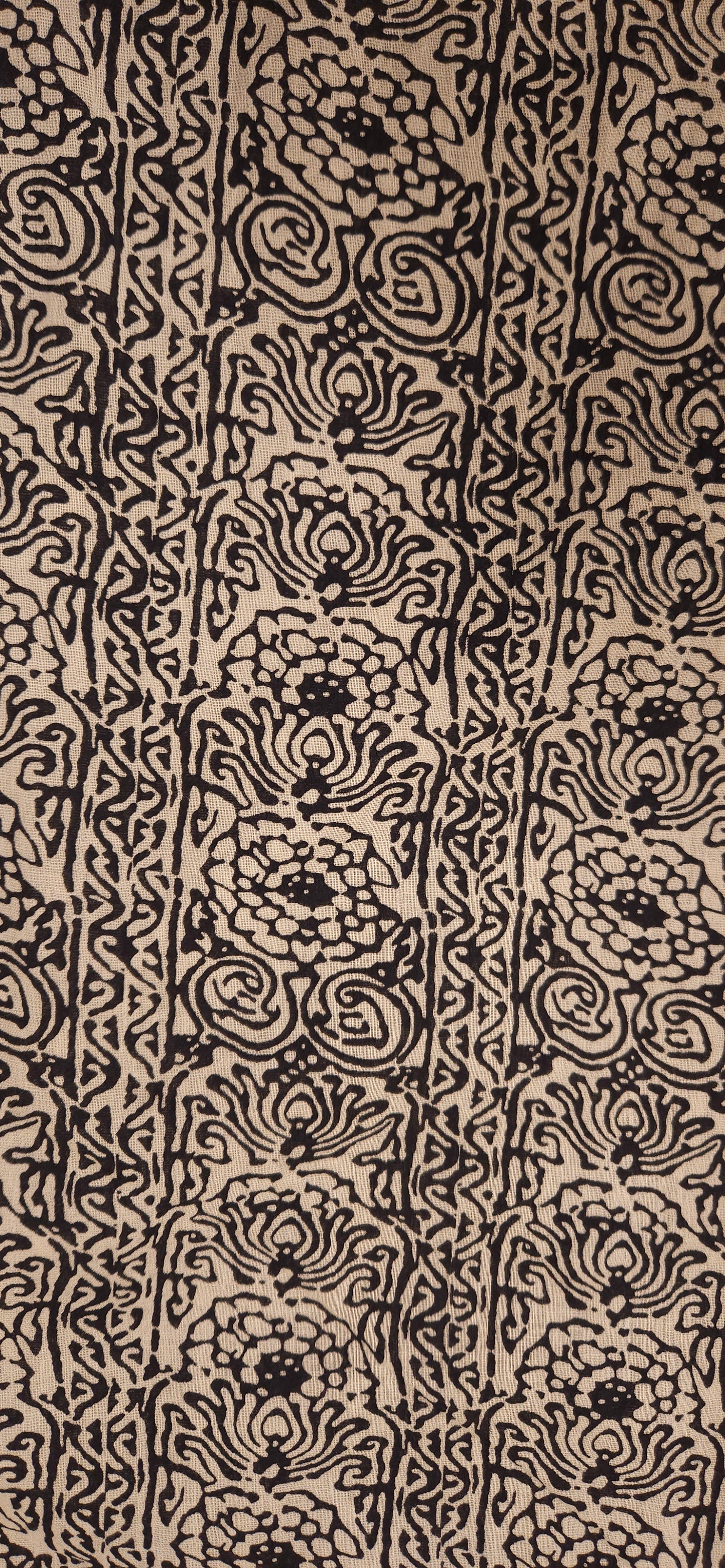 Rustic Noir Abstract Mal Cotton Fabric
