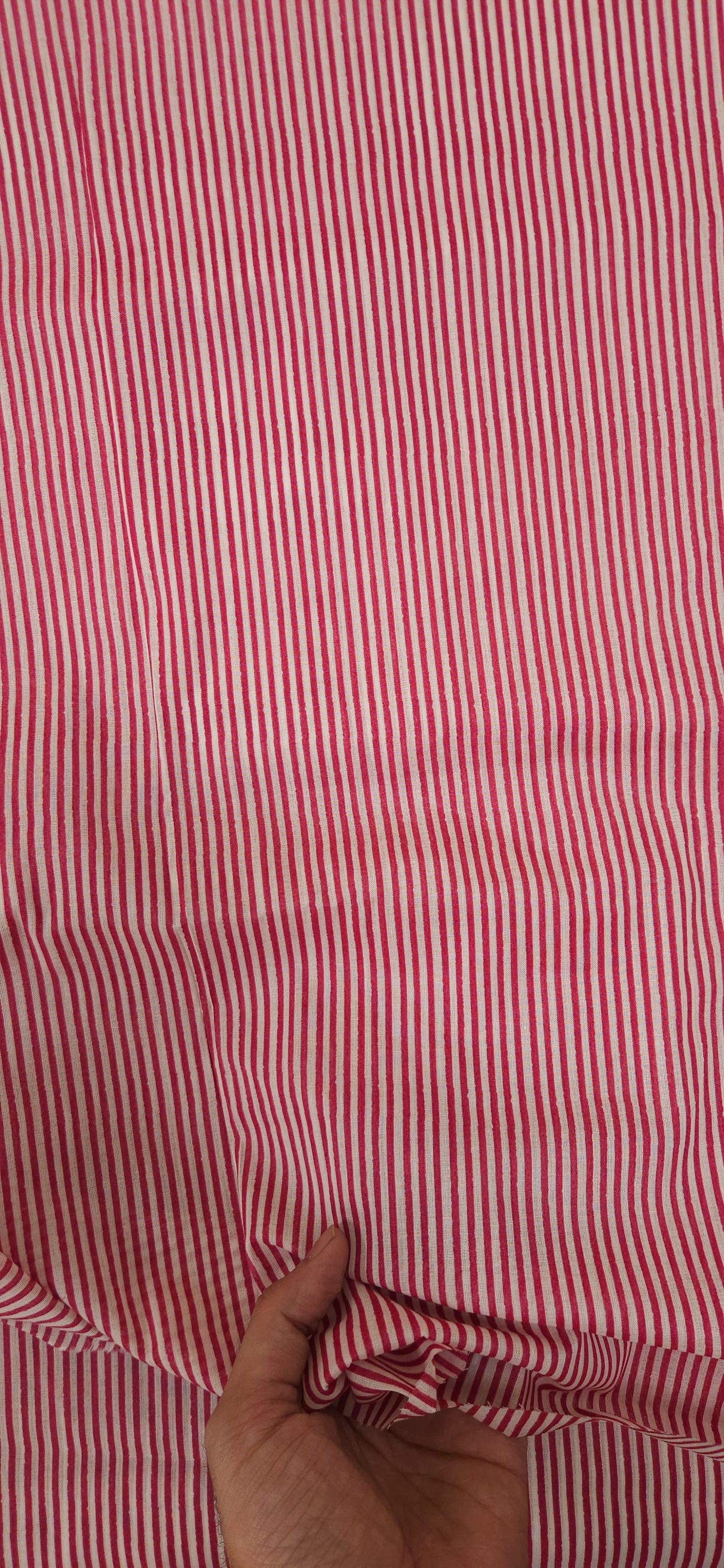Crimson Stripe Pure Cotton Fabric