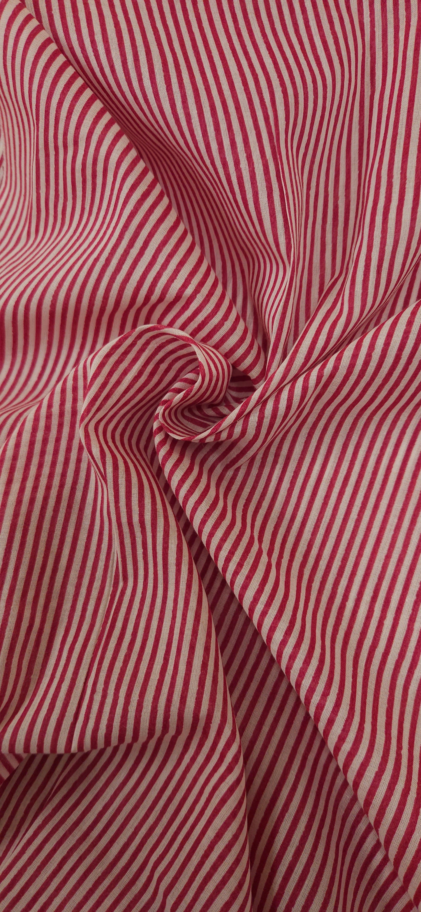 Crimson Stripe Pure Cotton Fabric
