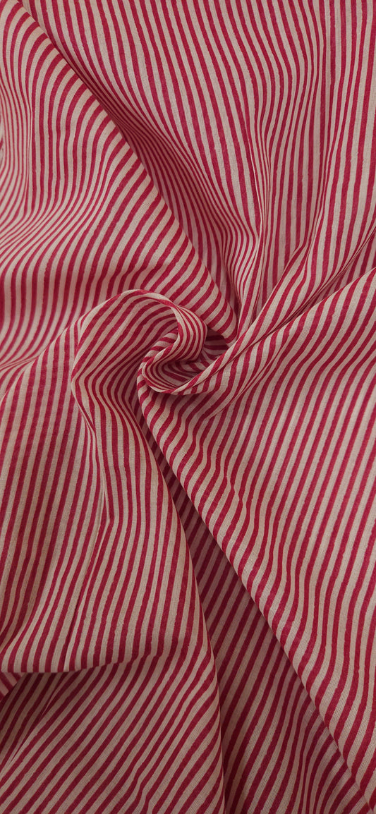 Crimson Stripe Pure Cotton Fabric