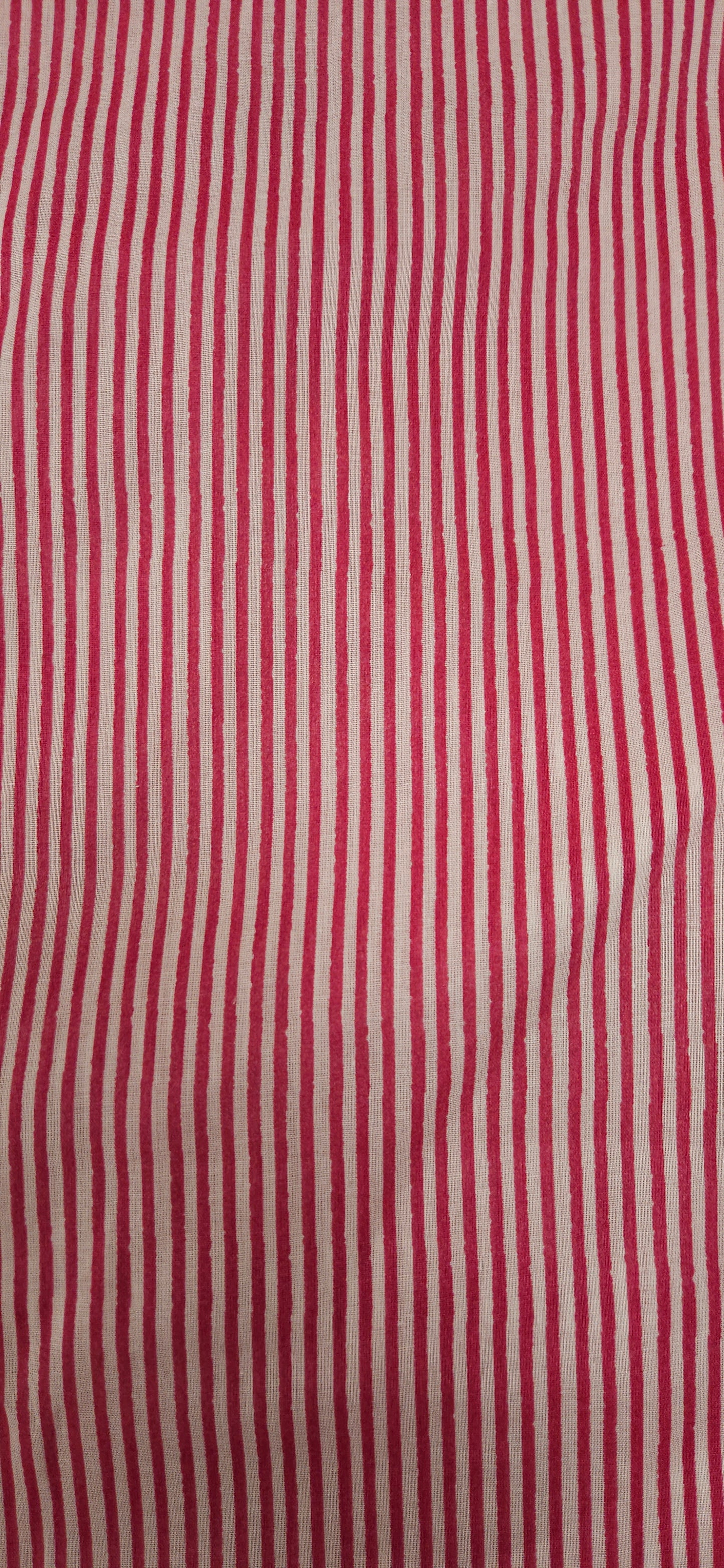 Crimson Stripe Pure Cotton Fabric