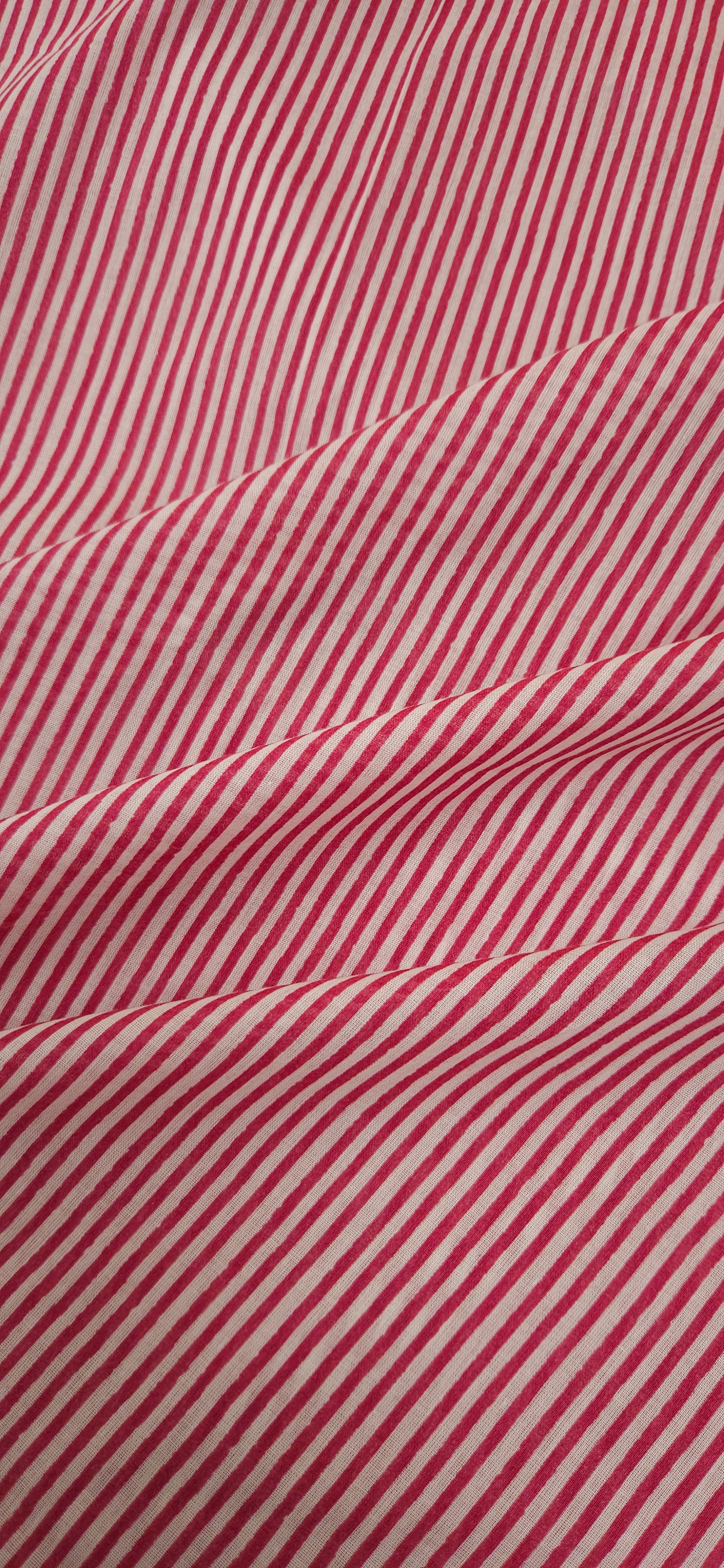 Crimson Stripe Pure Cotton Fabric