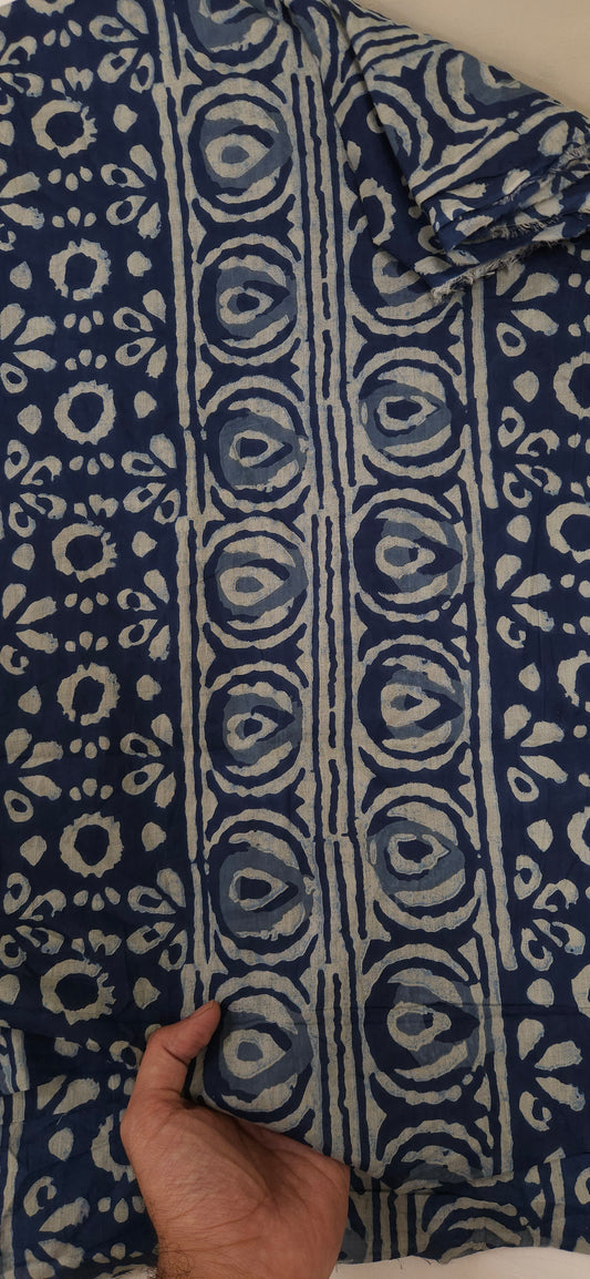 Indigo Blue Mal Cotton Fabric with Batik Print