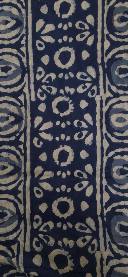 Indigo Blue Mal Cotton Fabric with Batik Print