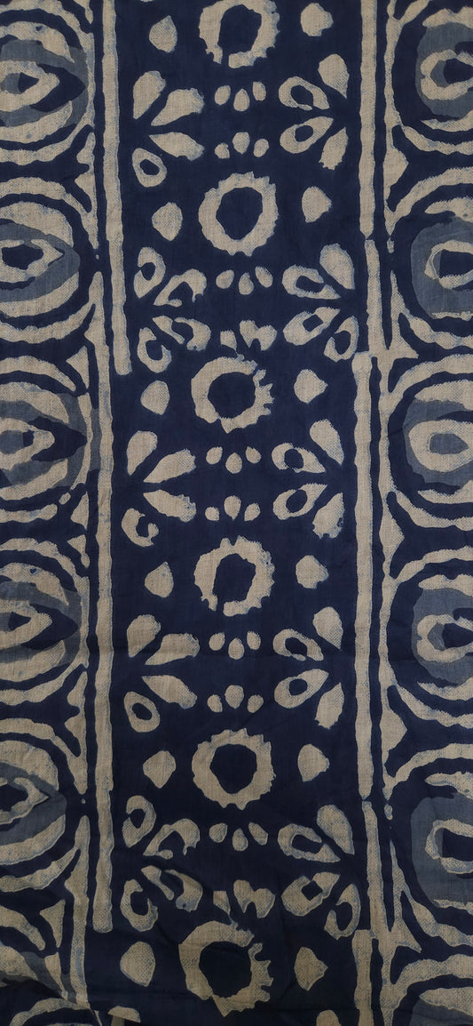 Indigo Blue Mal Cotton Fabric with Batik Print