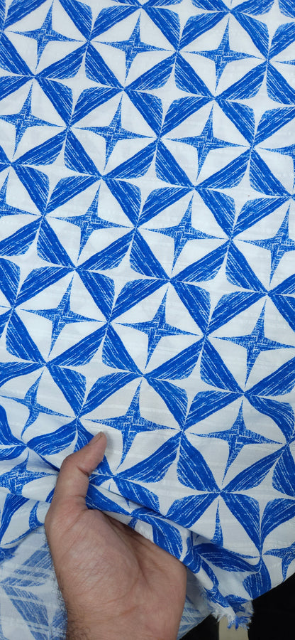 Blue Geometry Luxe Cotton Fabric