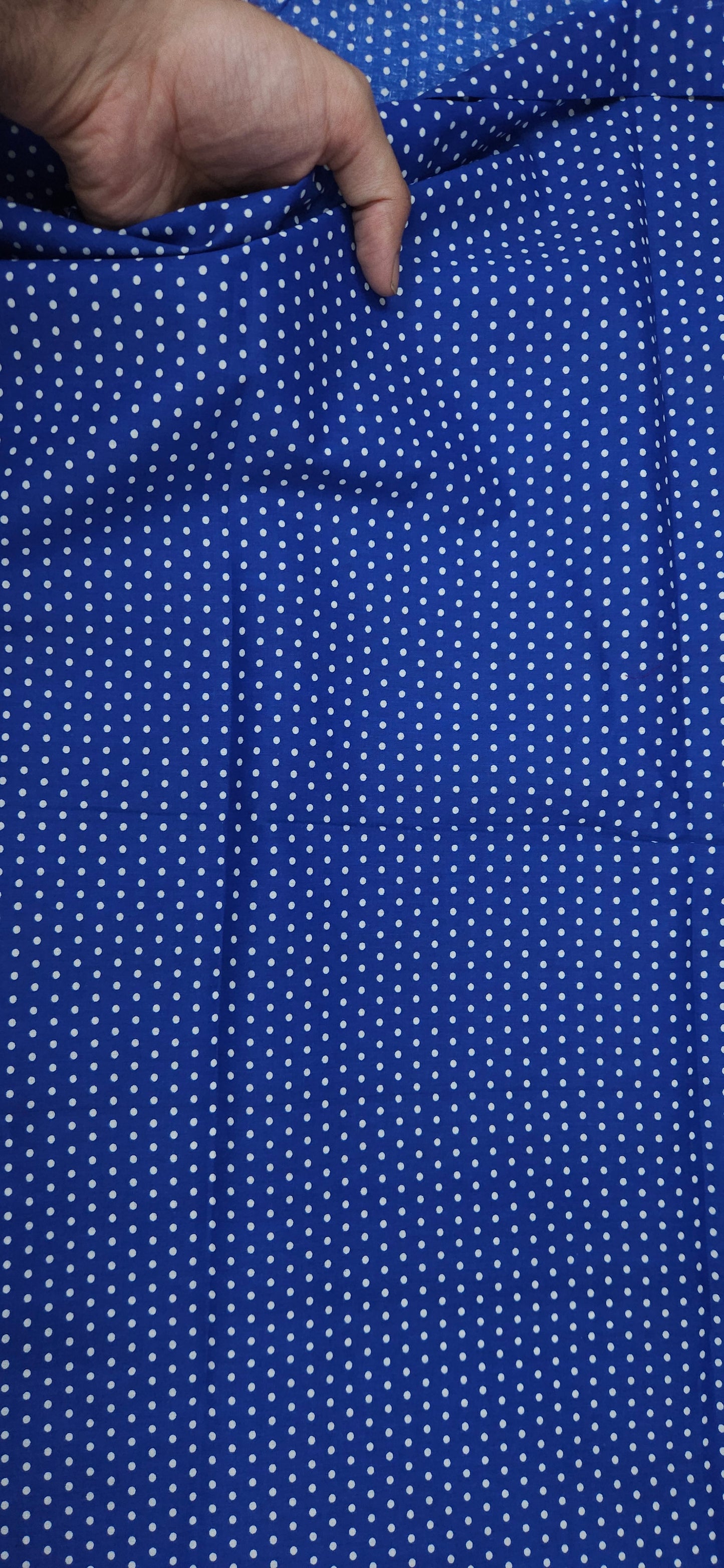 Royal Blue White Polka Dot Cotton Fabric