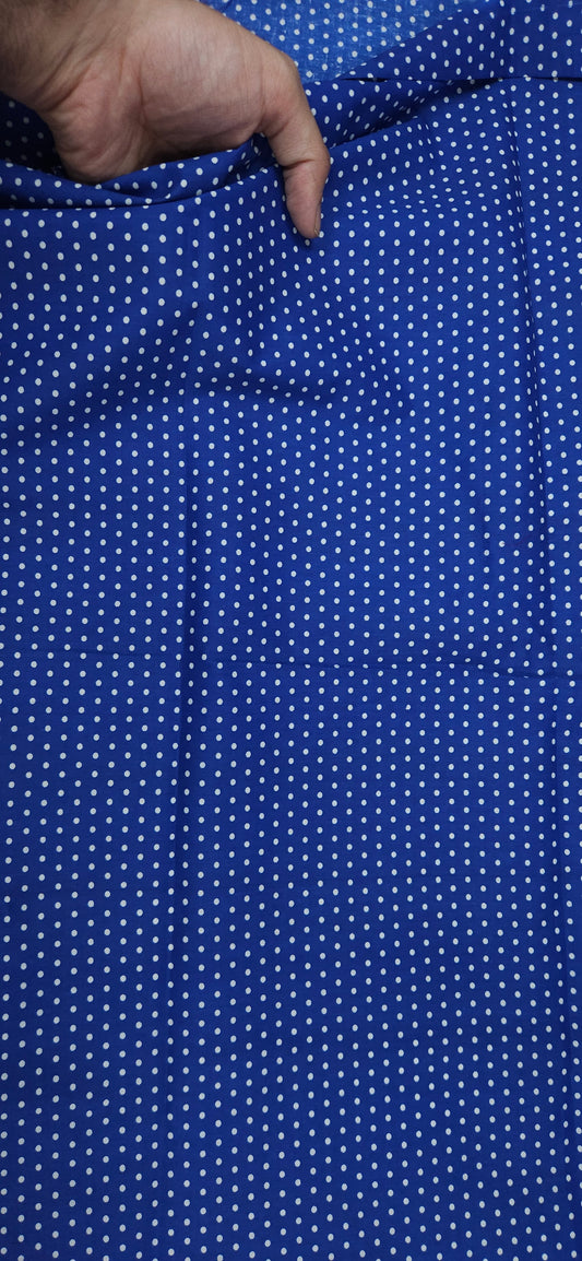 Royal Blue White Polka Dot Cotton Fabric