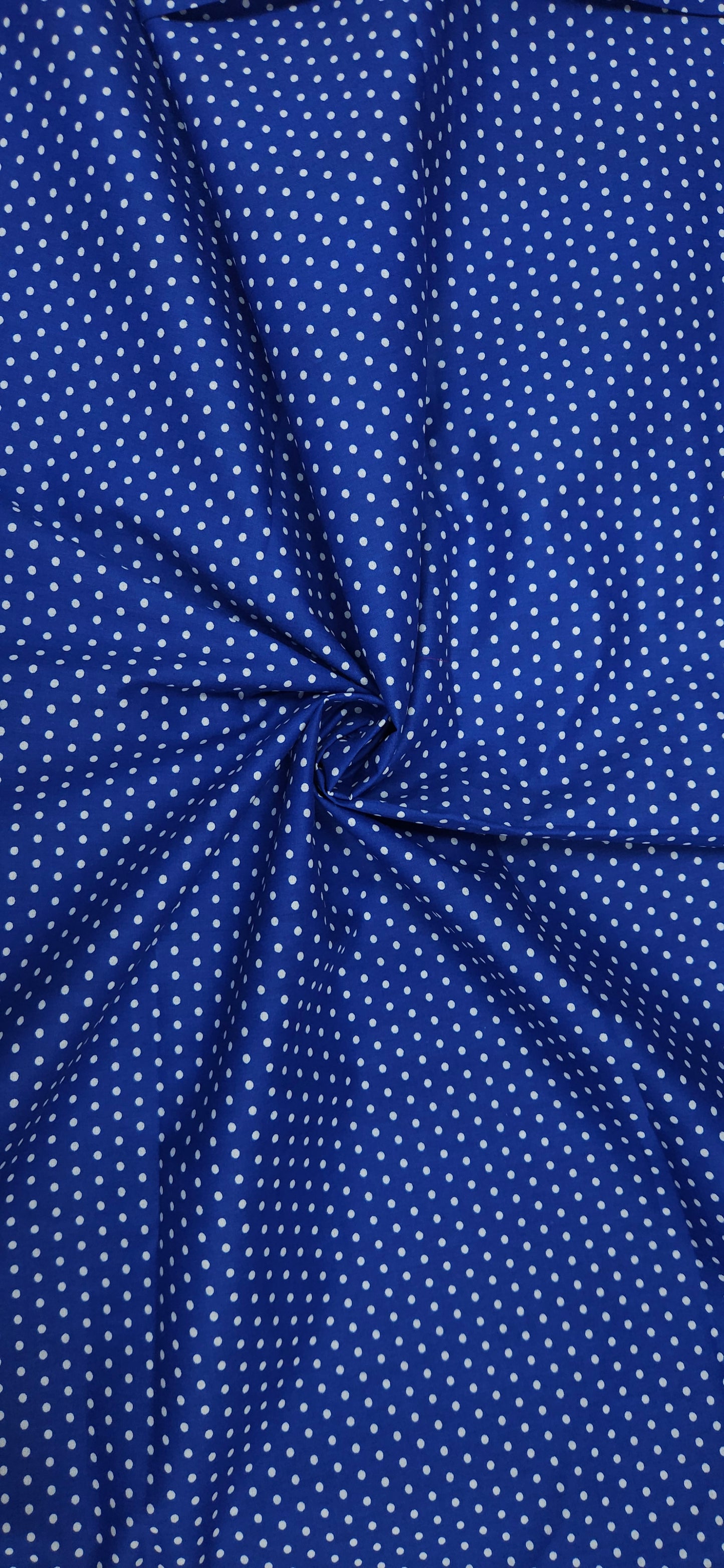 Royal Blue White Polka Dot Cotton Fabric