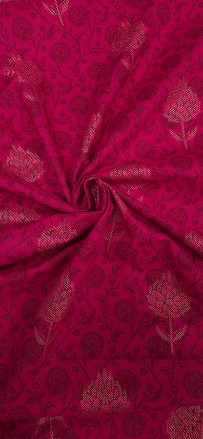 Rani Pink Gold Jacquard Cotton Fabric 60 Inch Width