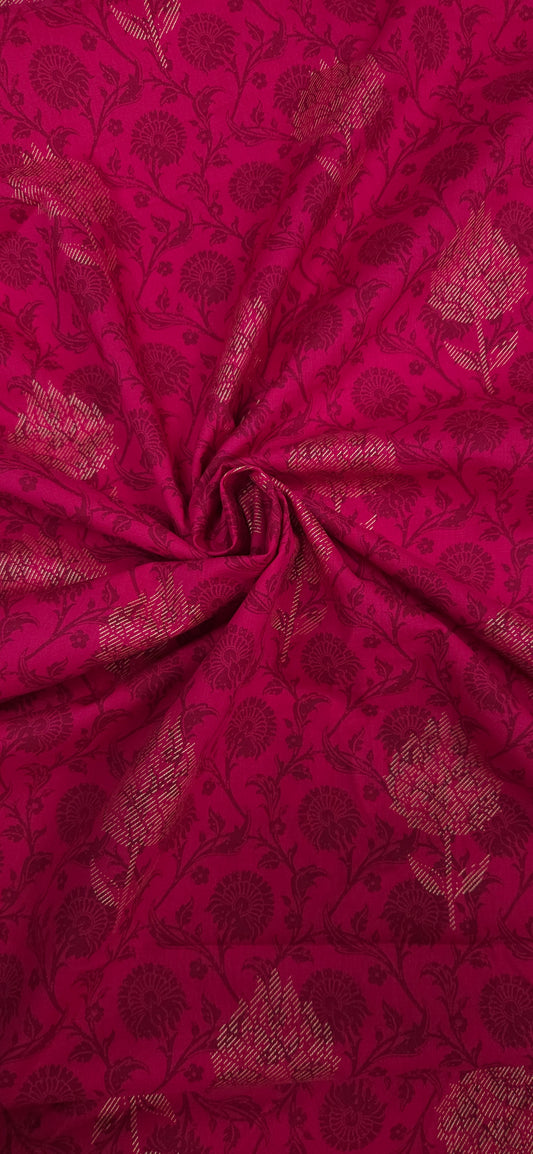 Rani Pink Gold Jacquard Cotton Fabric 60 Inch Width