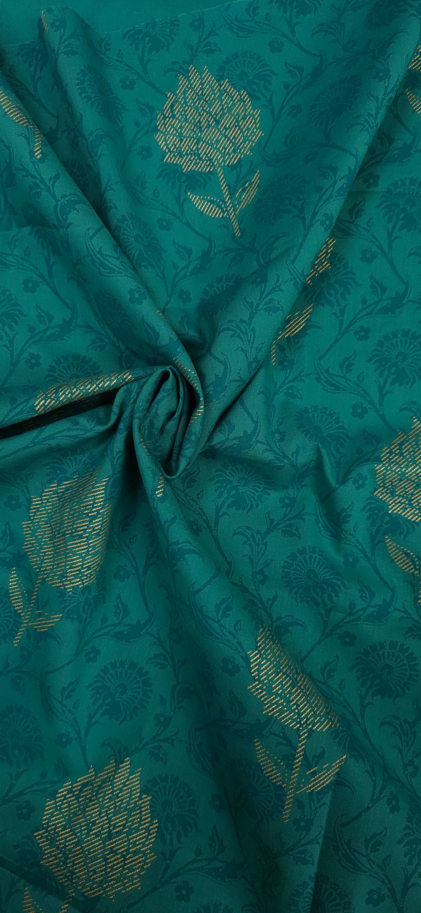 Teal Jacquard Cotton Fabric