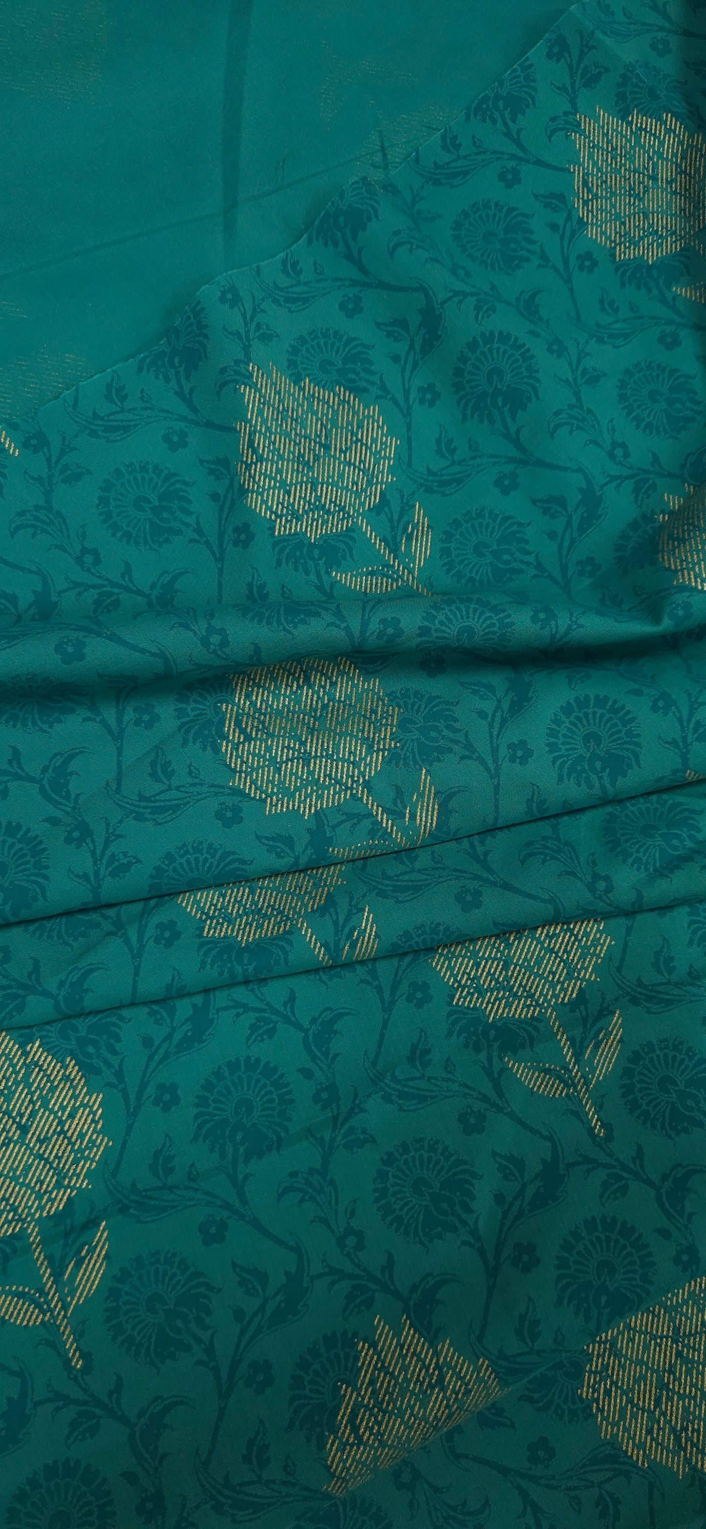 Teal Jacquard Cotton Fabric