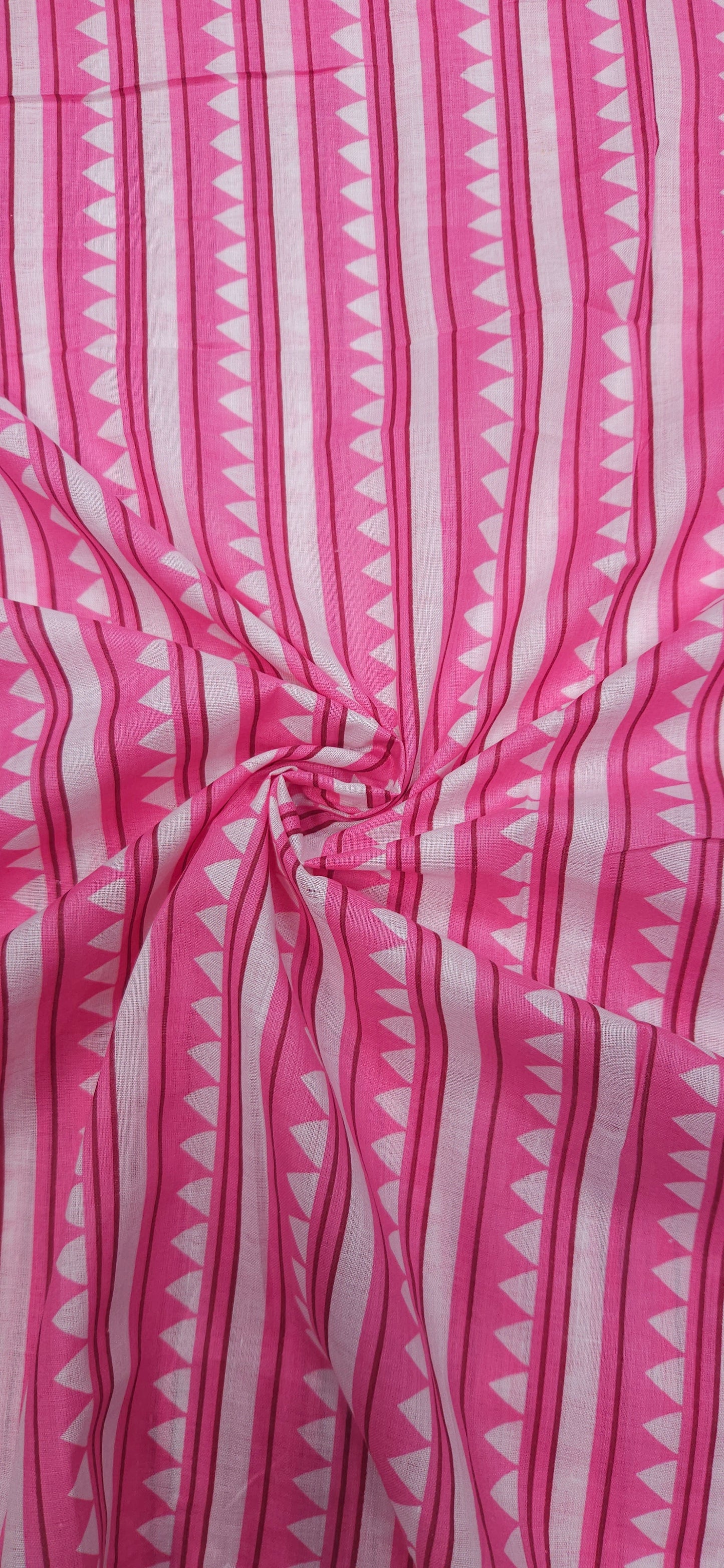 Pink Geometric Stripe Cotton Fabric