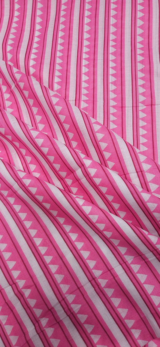 Pink Geometric Stripe Cotton Fabric
