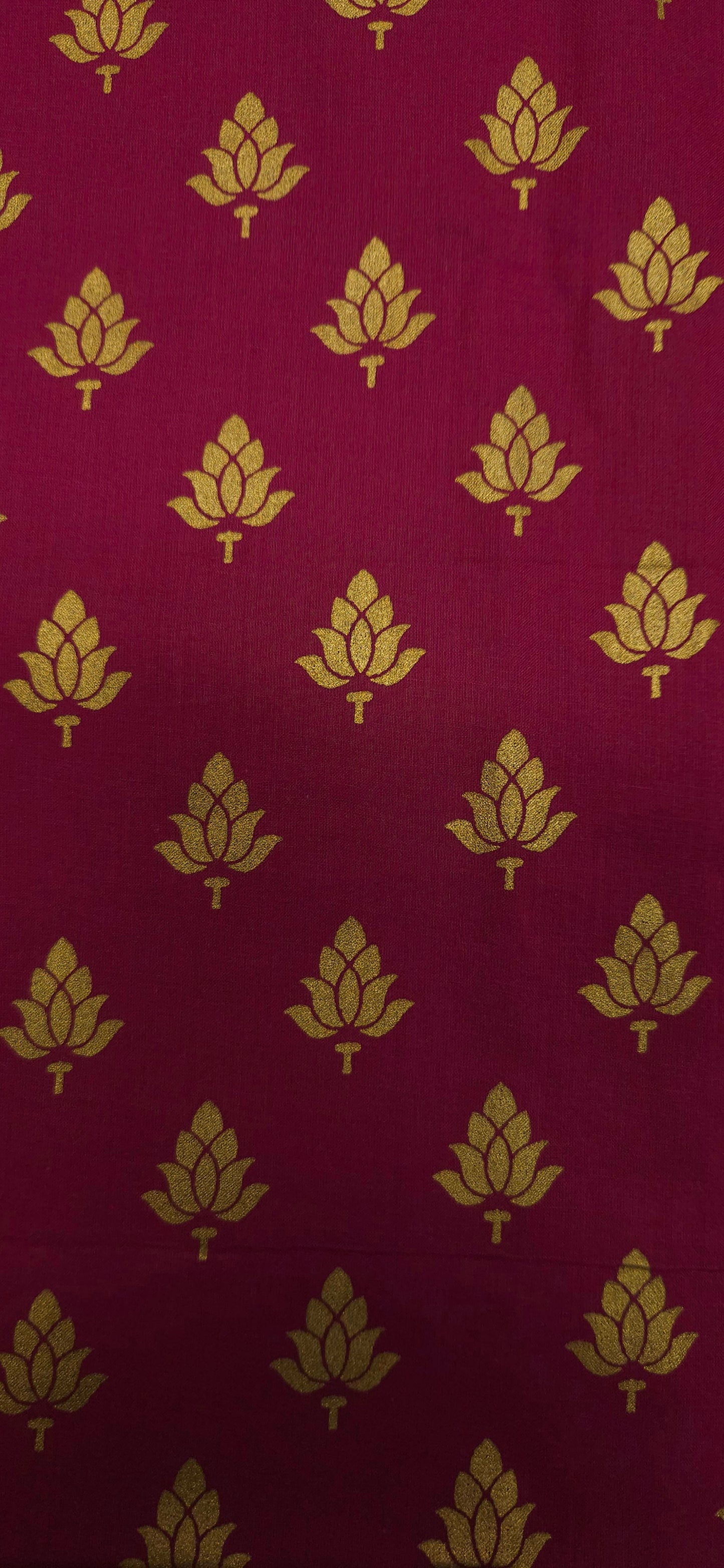 Maroon Gold Buti Cotton Fabric