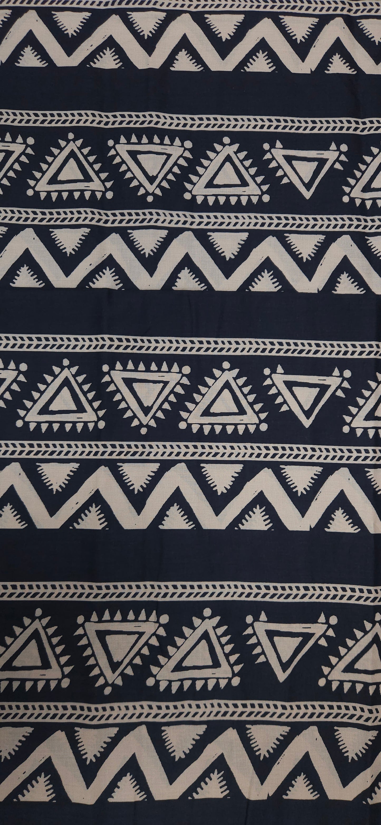 Navy Blue Tribal Geometric Cotton Fabric