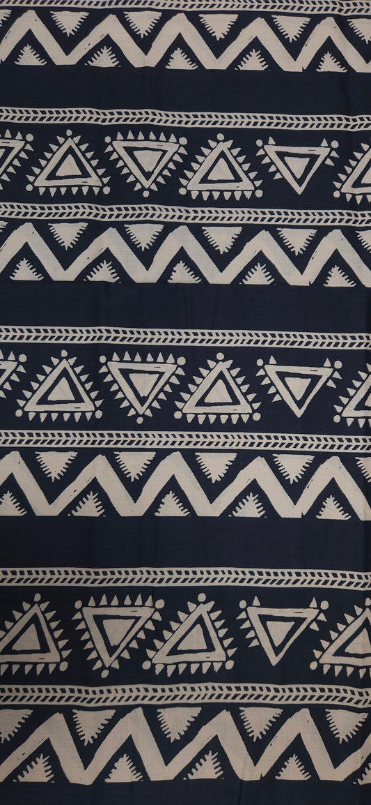 Navy Blue Tribal Geometric Cotton Fabric
