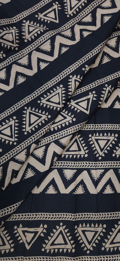 Navy Blue Tribal Geometric Cotton Fabric