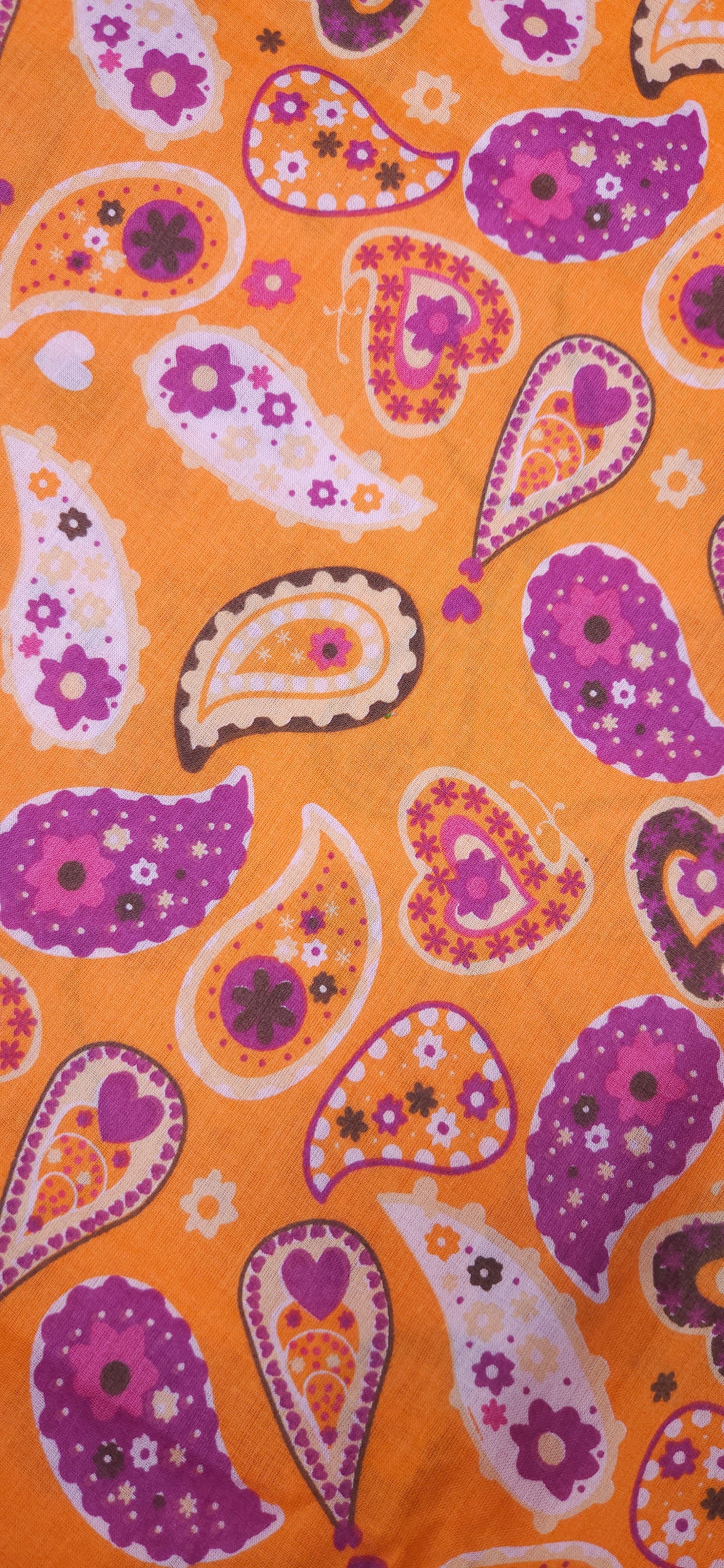 Boho Paisley Cotton Fabric in Orange