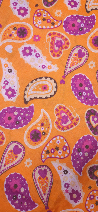 Boho Paisley Cotton Fabric in Orange