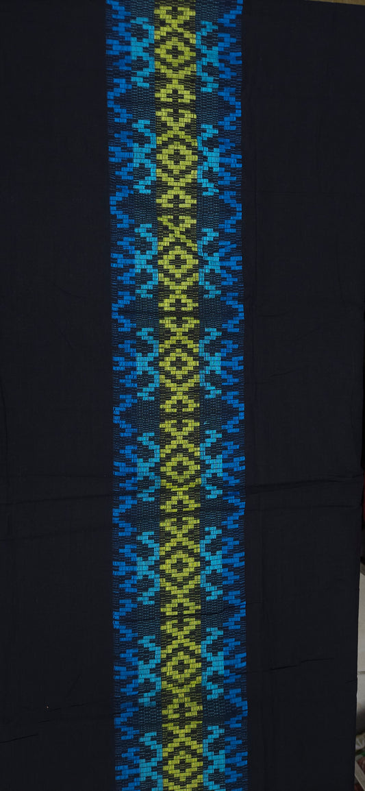 Blue Green Ikat Design Cotton Fabric