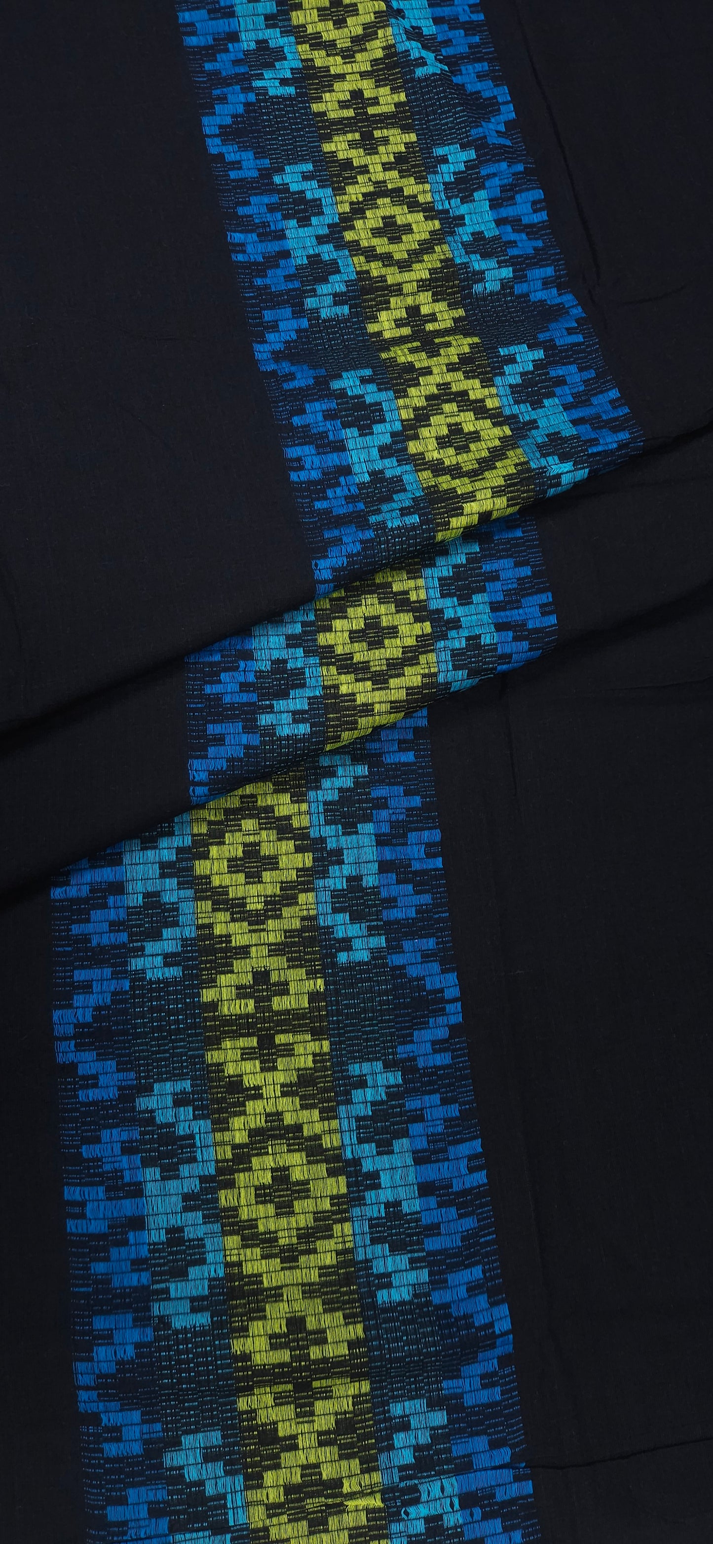 Blue Green Ikat Design Cotton Fabric