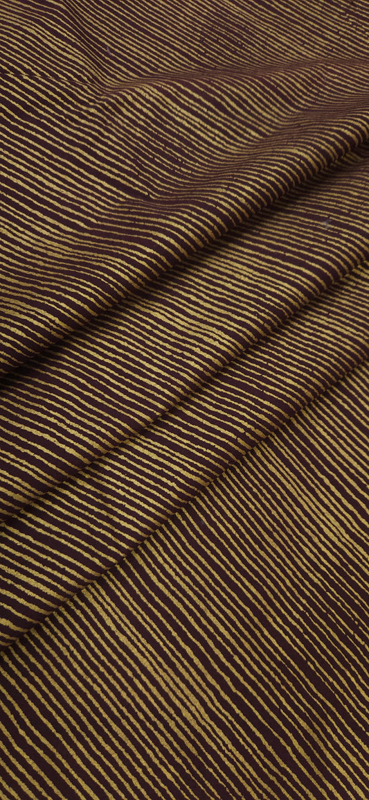Wine Gold Line Pattern Cotton Fabric