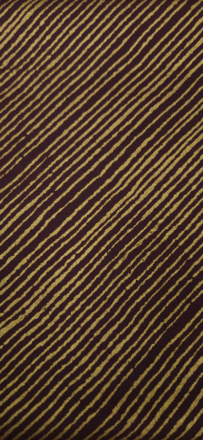Wine Gold Line Pattern Cotton Fabric