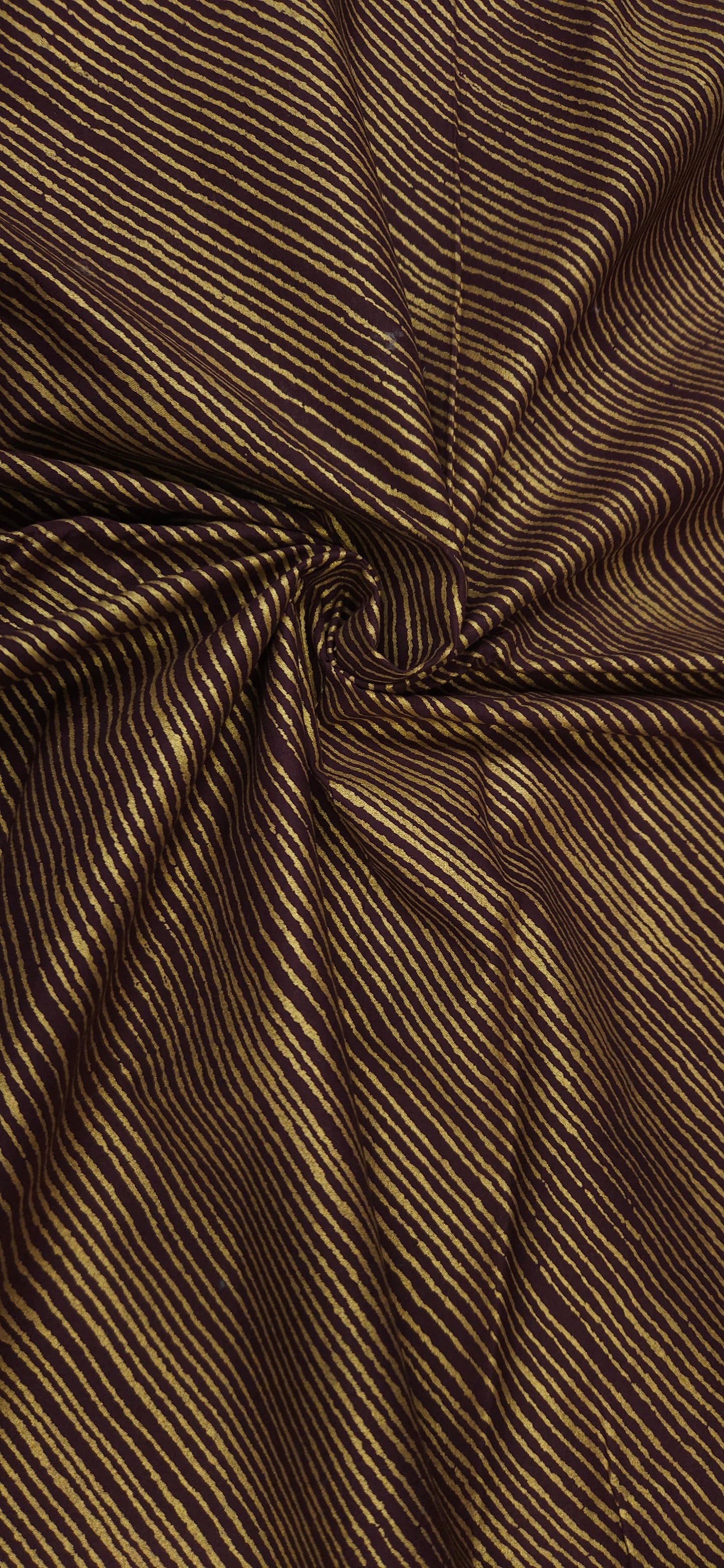 Wine Gold Line Pattern Cotton Fabric