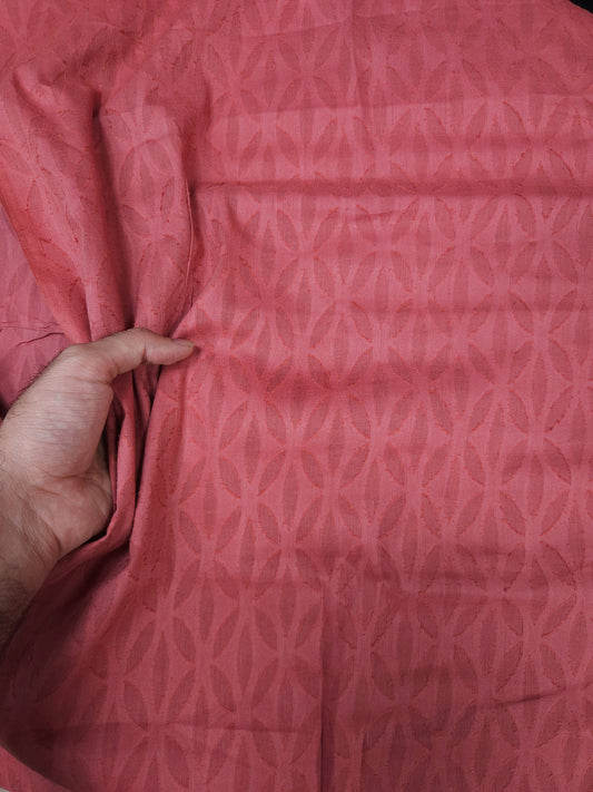 Coral Pink Jacquard Cotton Fabric (44” Width)
