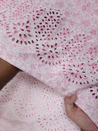 Blush Bloom Poplin Cotton Schiffli Fabric