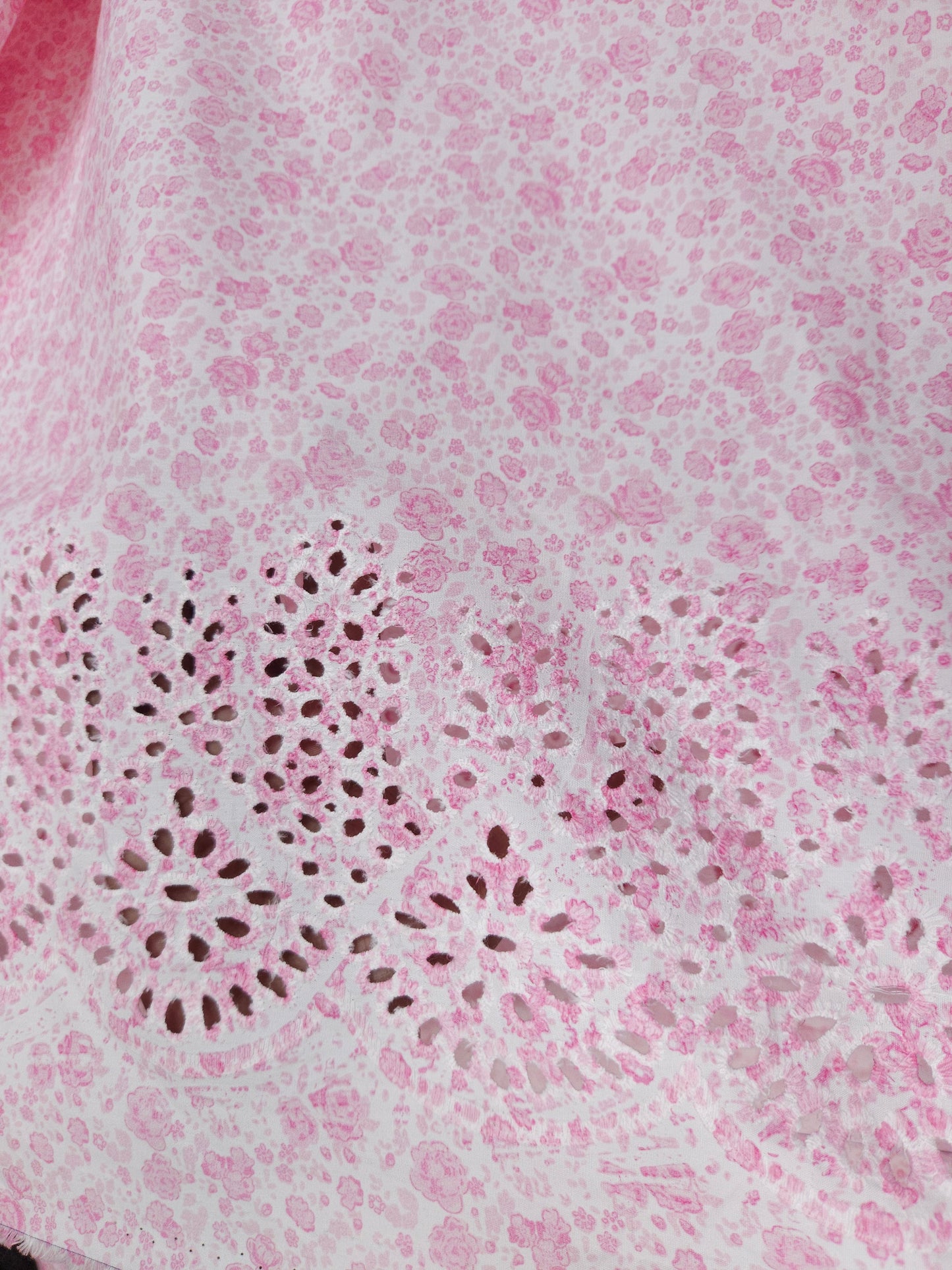 Blush Bloom Poplin Cotton Schiffli Fabric