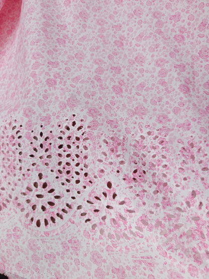 Blush Bloom Poplin Cotton Schiffli Fabric
