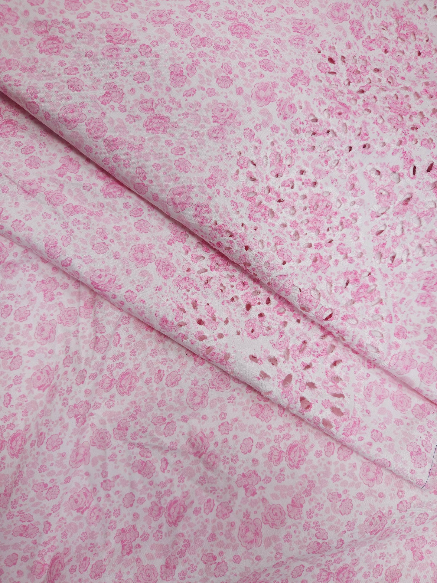 Blush Bloom Poplin Cotton Schiffli Fabric
