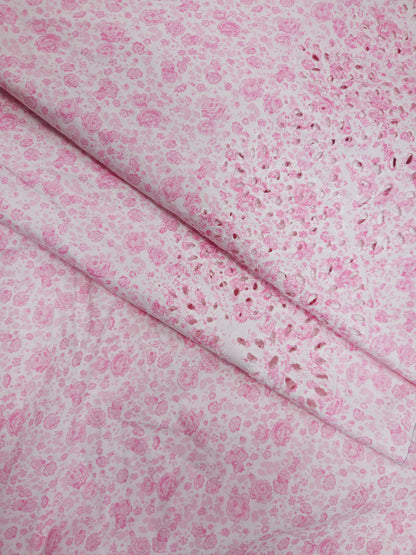 Blush Bloom Poplin Cotton Schiffli Fabric
