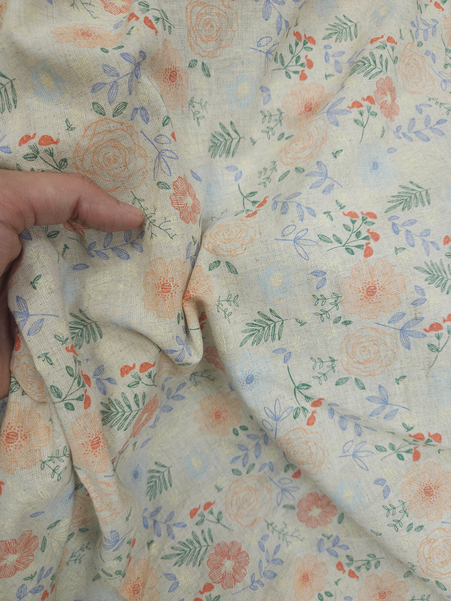 Pastel Floral Pure Linen Fabric 60” Wide