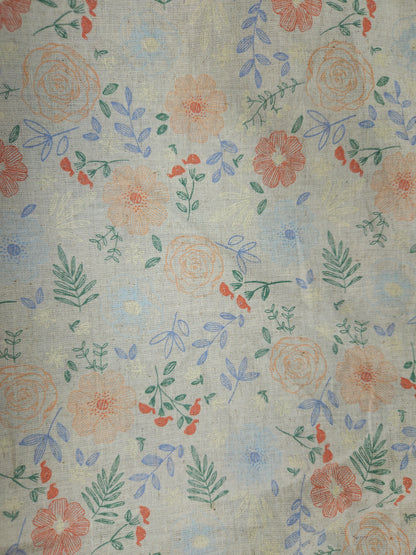 Pastel Floral Pure Linen Fabric 60” Wide