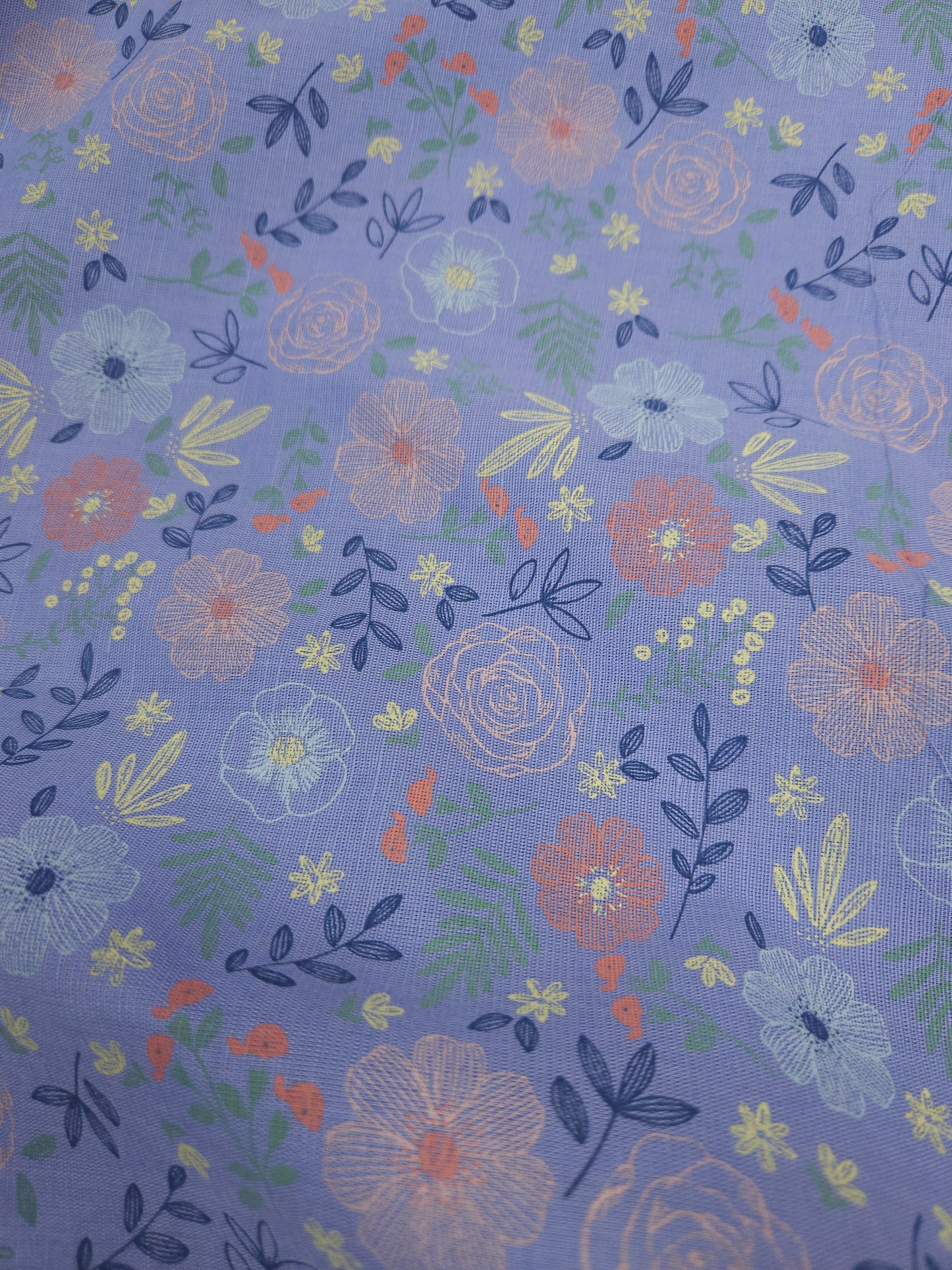 Lavender Floral Pure Linen Fabric