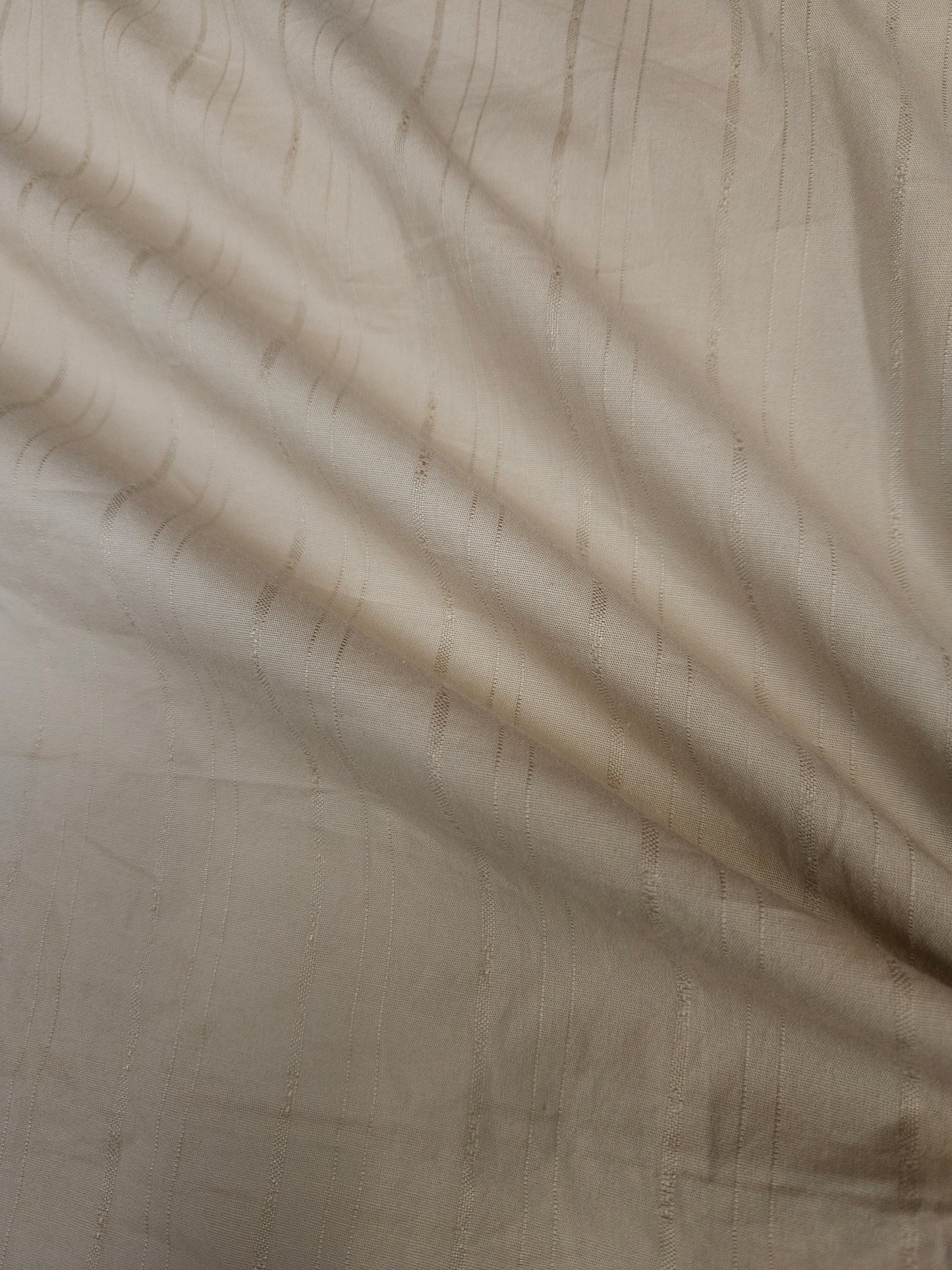 Premium Beige Cotton Lycra Fabric with Subtle Stripe Texture
