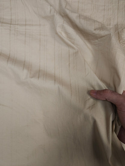 Premium Beige Cotton Lycra Fabric with Subtle Stripe Texture