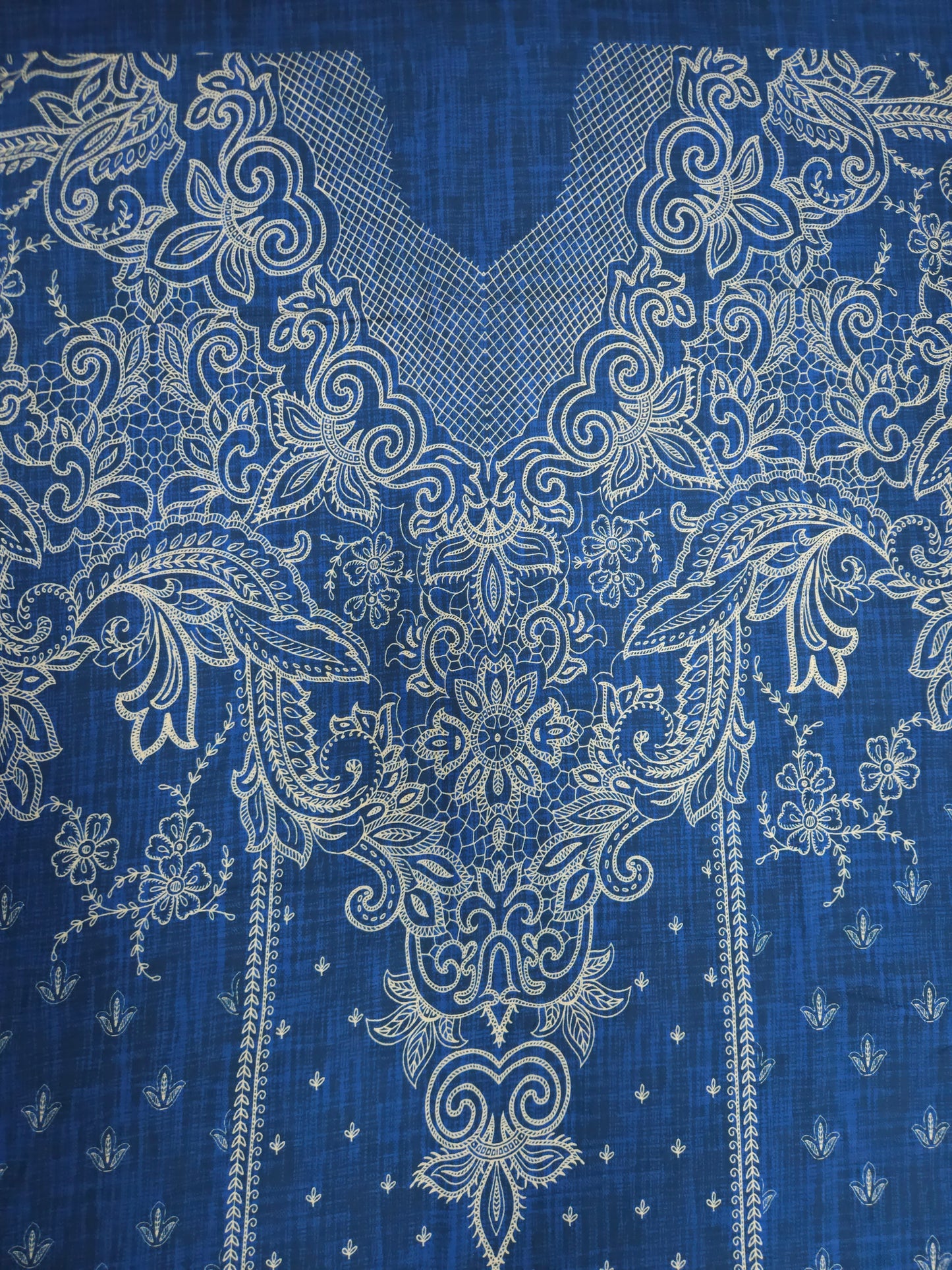 Premium Blue Modal Rayon Floral Kaftan Fabric