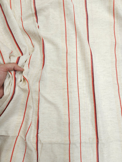 Elegant Off-White Linen Fabric with Red Stripes – 60” Wide